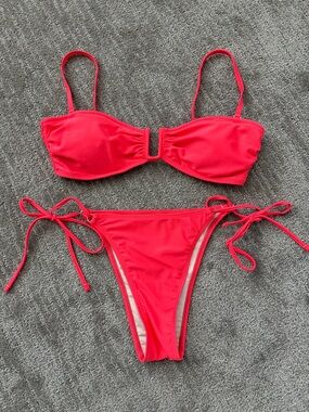 Cupshe Bright Red Tie-Side Bikini Set